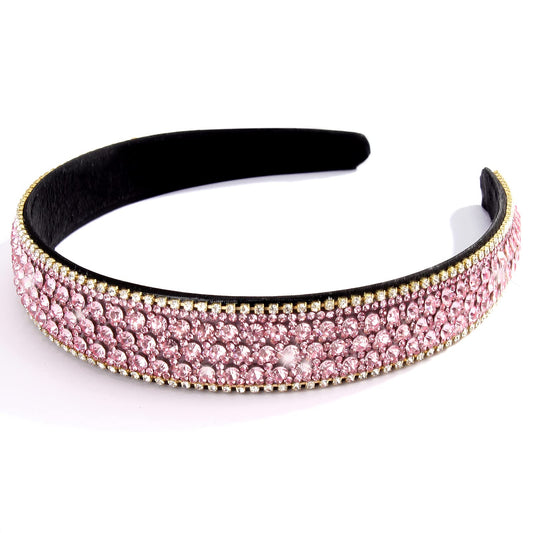 Wecoe Pink Rhinestone Headbands - Bling Sparkly Diamond Homecoming Hair Accessories for Women and Girls Gifts