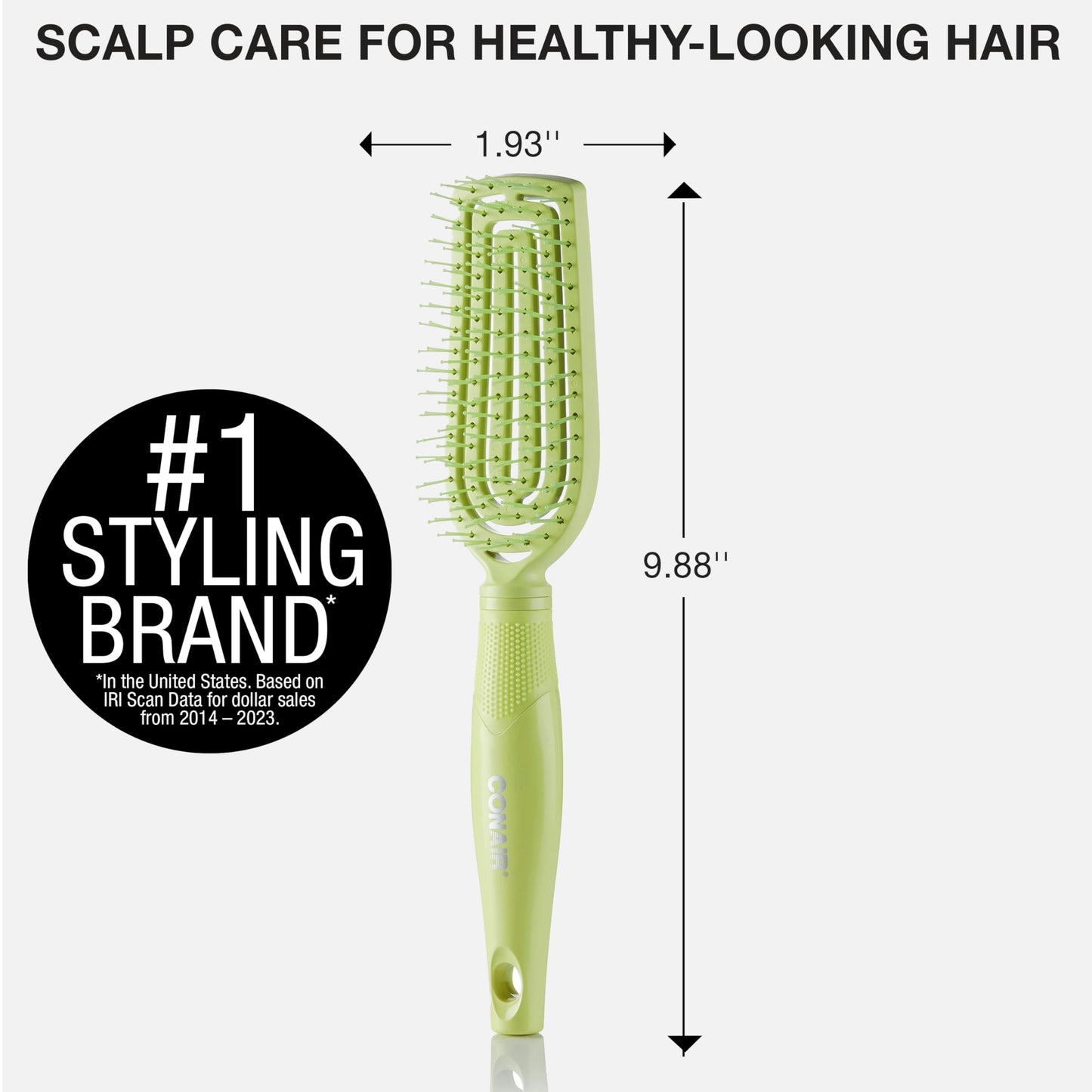 Conair Scalp Care Detangling Brush - Curly Hair Flexi Head Slim Brush with Massager