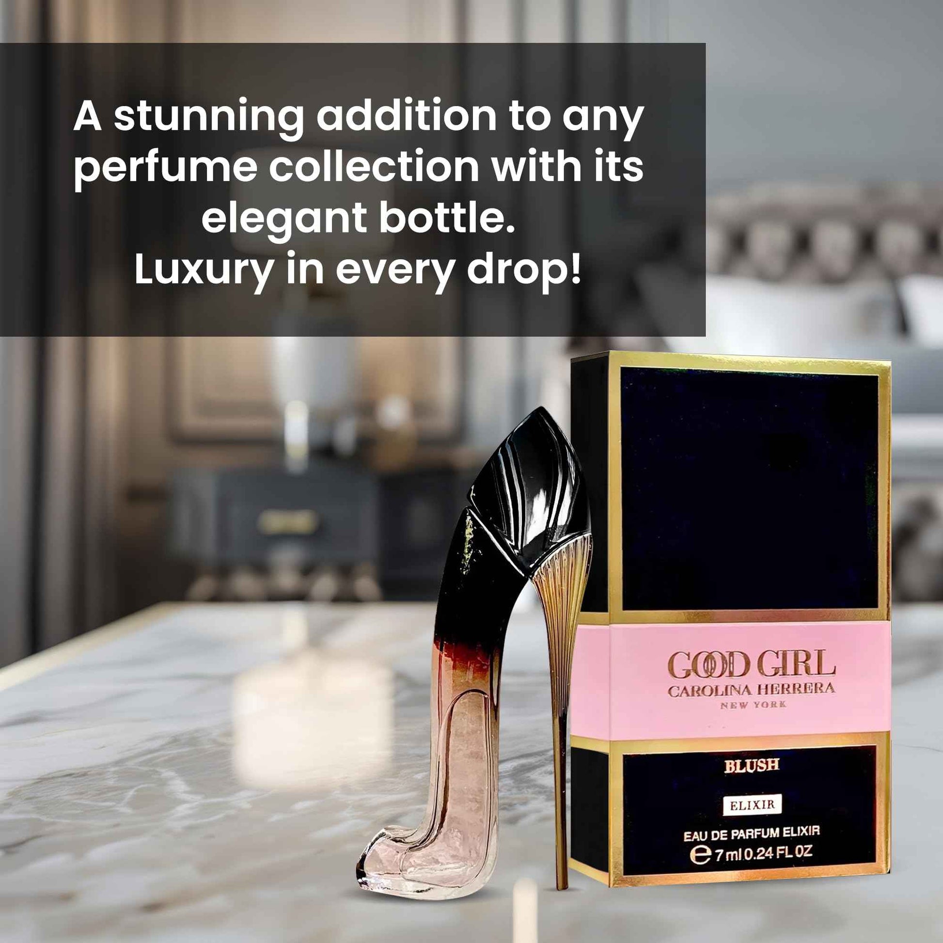 Carolina Herrera Good Girl Blush Elixir Perfume for Women – Mini EDP Splash, 0.24 Ounce