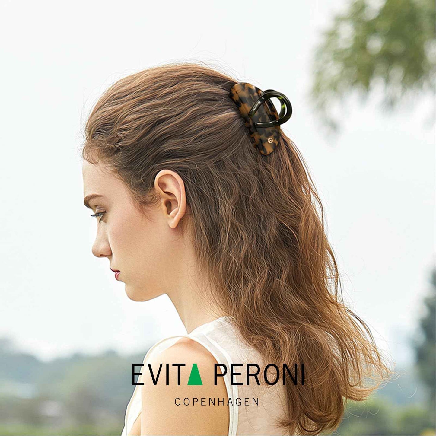 EVITA PERONI Middle Hair Clip, "Vintage Candy" Hair Clips for Women Strong Grip Acetate Shark Claw Clip with Gift Box, Tortoise