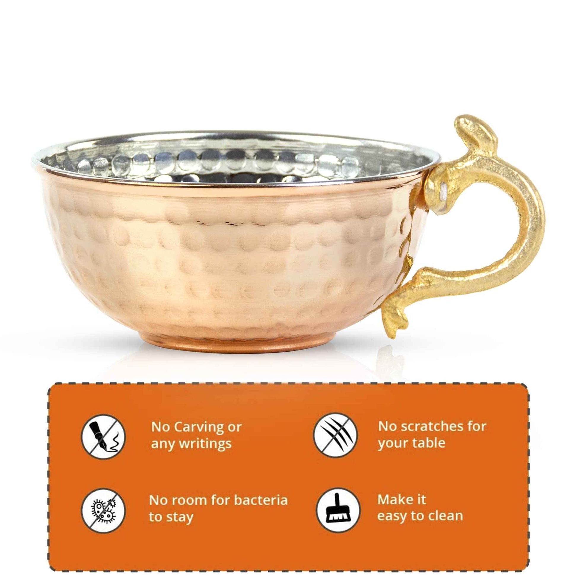 JAIRESTONE Copper Shaving Bowl and Cup - Turkish Hand Hammered Shaving Bowl - Safety Razor and Brush Holder - Traditional Shaving Cup - Lather Bowl for Shaving - Barbers Shop Utensil