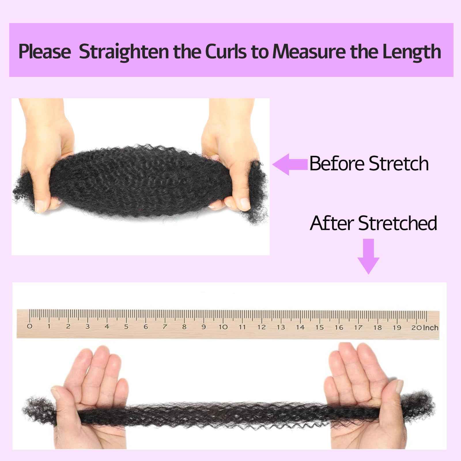 Afro Kinkys Bulk Human Hair For Braiding, 50 Gram Afro Kinky-Curly Human Hair Bundles For Mini Twists Braids Dreadlock Extensions Locs Repair Can Dye And Bleach (1B, 16 Inch (Pack of 1))