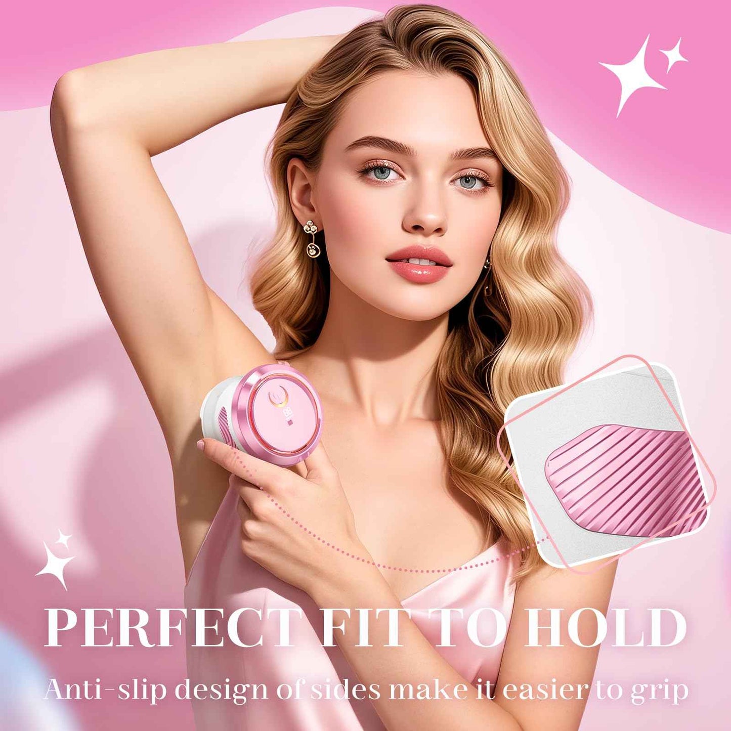 Electric Razors for Women - Flawless Women's Electric Body Shaver, Waterproof Wet Dry Hair Remover with Detachable Head, Easy to Hold with Anti-Slip Strips, Cherry