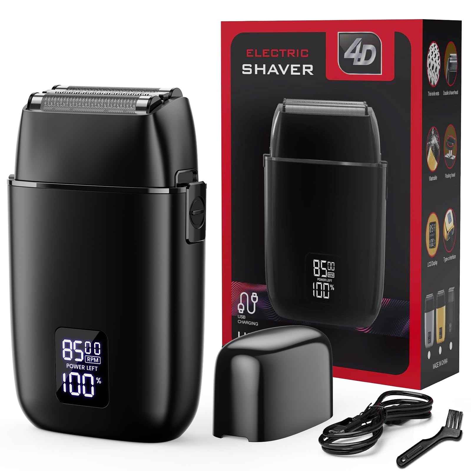 Foil Shavers for Men, Electric Razors for Close Shaving Face with High Speed 3 Floating Blade Heads, USB C Fast Rechargeable Foil Shaver IPX7 Waterproof Wet Dry Travel Locked/Led Display