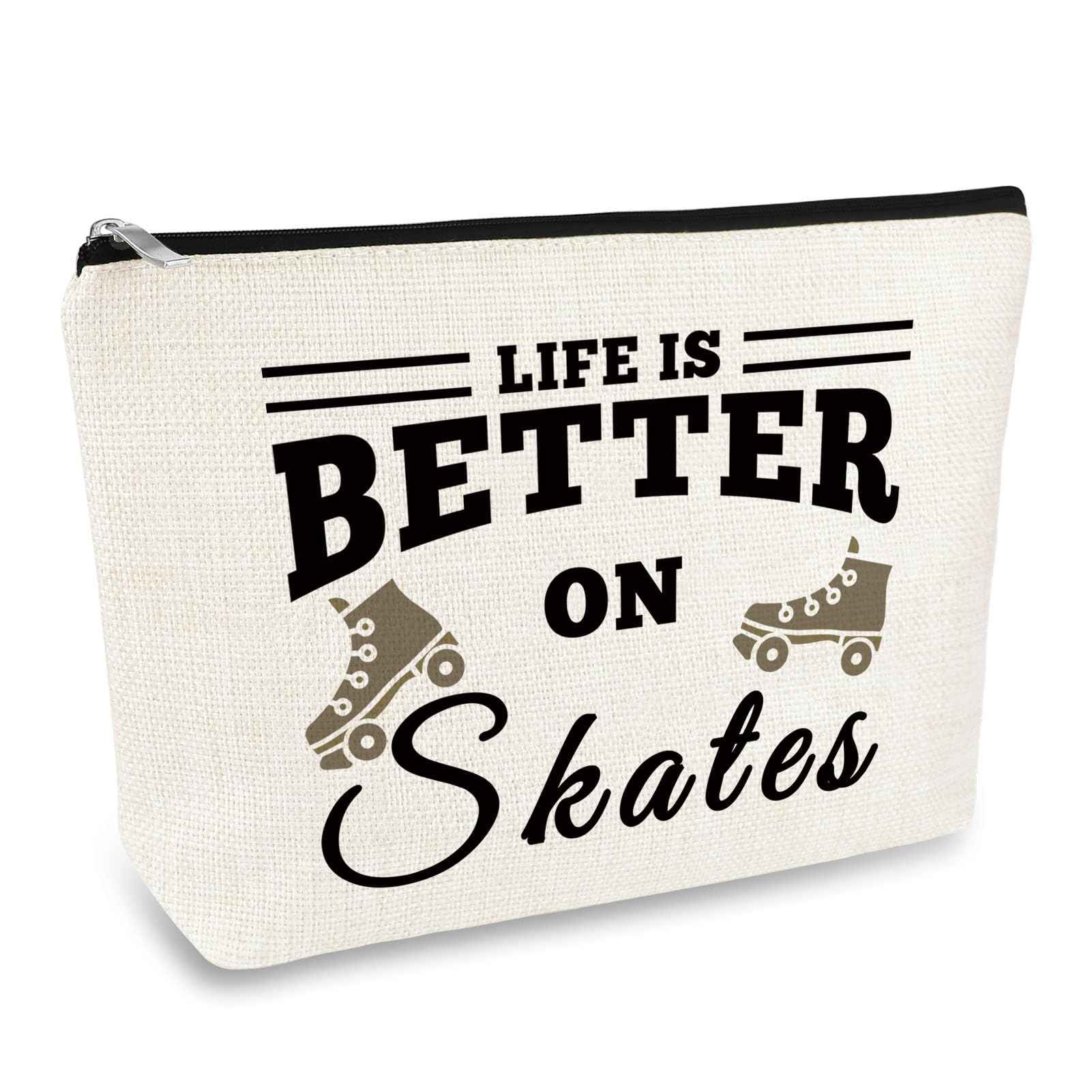Roller Skater Gift Skates Makeup Bag Roller Skating Lover Gift for Girls Women Cosmetic Bag Skate Lover Gift Skating Team Gift Best Friend Daughter Birthday Christmas Gift Figure Skating Gift