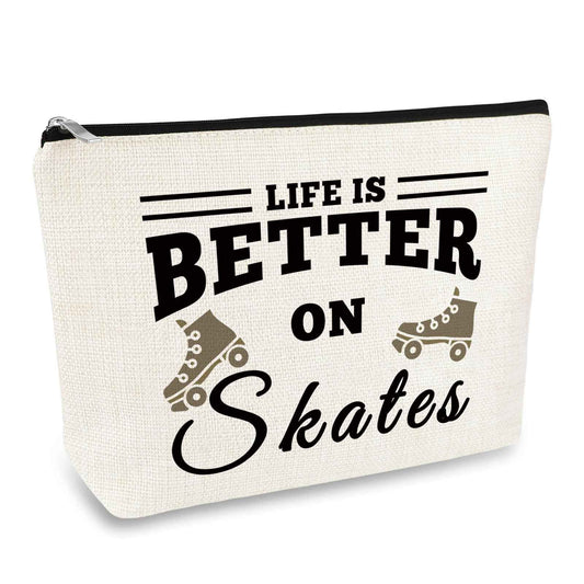 Roller Skater Gift Skates Makeup Bag Roller Skating Lover Gift for Girls Women Cosmetic Bag Skate Lover Gift Skating Team Gift Best Friend Daughter Birthday Christmas Gift Figure Skating Gift