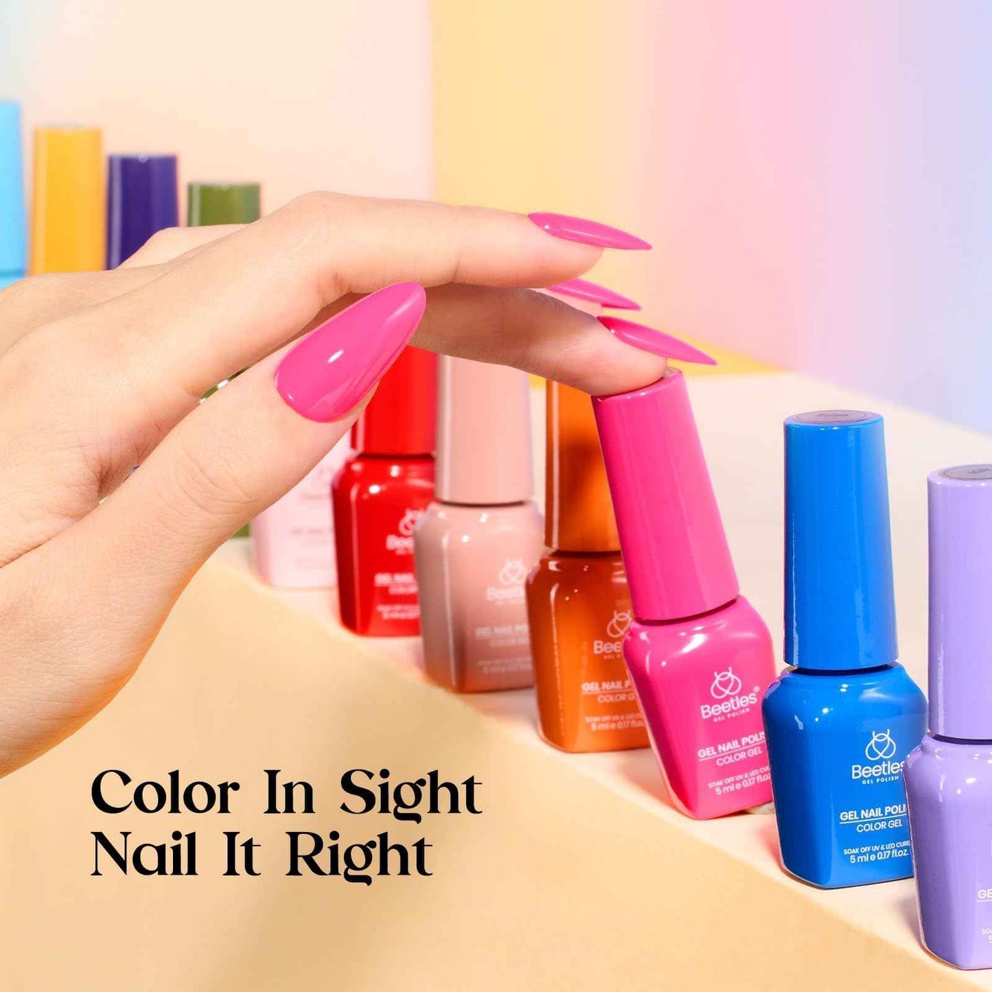 Beetles Gel Nail Polish Kit with U V Light - 25 Colors Gel Polish Set Fall Nail Fest Fragments of Time 45 Pcs Nails Kit with Tools DIY Salon Manicure Set Gifts for Women Girls - One Color One Bottle
