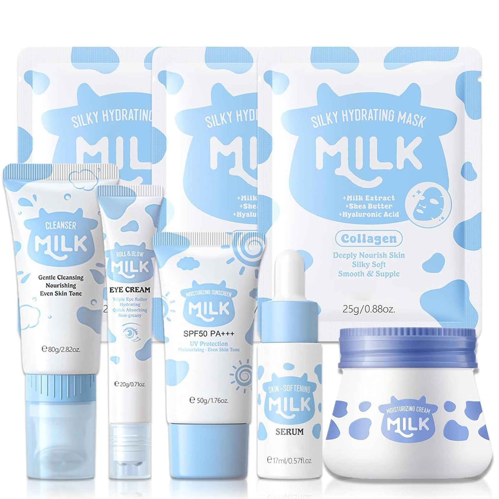8 IN 1 Milk Skincare For Girls 10-12, Hydrating Set Skin Care For Kids, Kids Skincare Sets For Girls 8-10, Kids Skin Care Set For Girls Ages 8-12, Skincare For Teens Girls & Women 8PCS