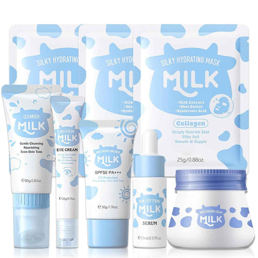 8 IN 1 Milk Skincare For Girls 10-12, Hydrating Set Skin Care For Kids, Kids Skincare Sets For Girls 8-10, Kids Skin Care Set For Girls Ages 8-12, Skincare For Teens Girls & Women 8PCS