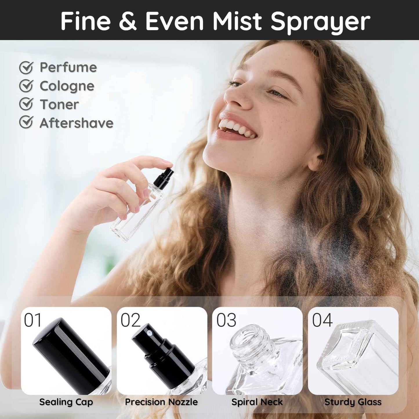 Segbeauty 20pcs 1oz Refillable Glass Perfume Spray Bottle, Empty Travel Cologne Sprayer, 30ml Travel Atomizer Sprayer for Perfume Glass Spray Bottles, Bulk Fragrance Atomizer with Dispensing Tool