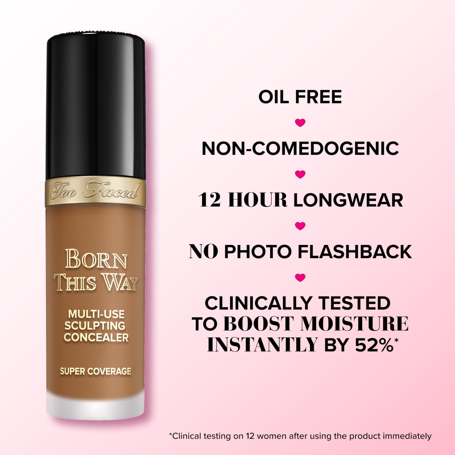 Too Faced Born This Way Super Coverage Multi-Use Concealer | Full Coverage, Non-Comedogenic, Oil Free + Long Lasting Concealer | Hyaluronic Acid + Coconut Water, 0.45 Fl Oz, Light Beige