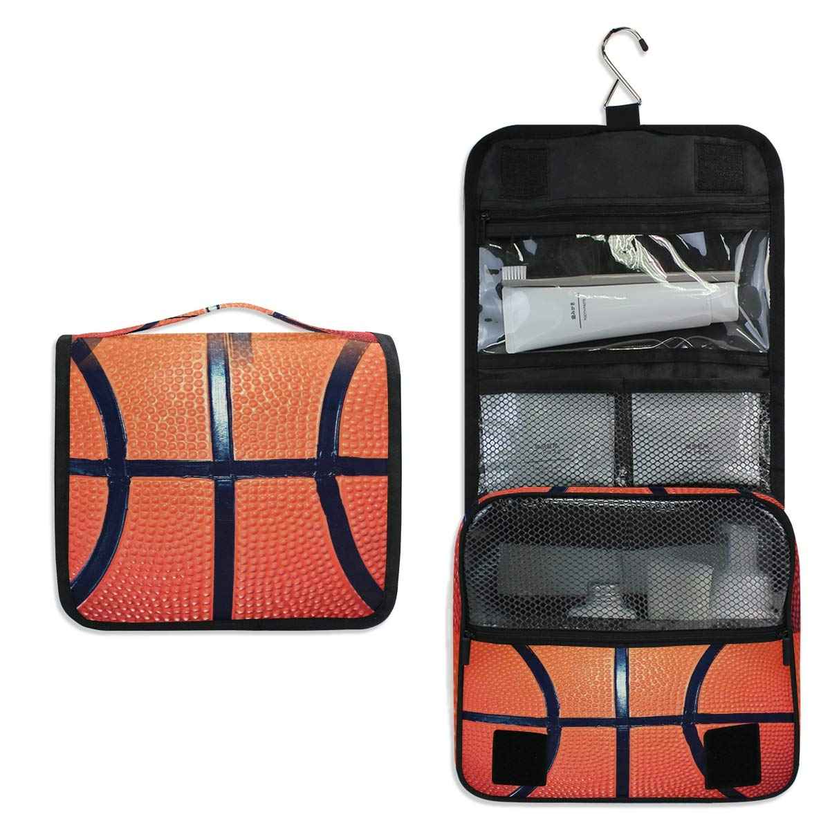 Hanging Toiletry Bag Sport Ball Basketball Portable Travel Cosmetic Makeup Bag Bathroom Shower Shaving Kit Organizer Bag for Men Women