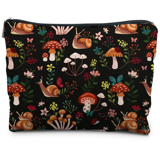 RYYCDOI Cottagecore Mushroom Makeup Bag, Mushroom Gifts for Women, Gifts for Mushroom Lovers, Mushroom and Snails Cosmetic Bags for Women, Mushroom Stuff, Mushroom Accessories for Women