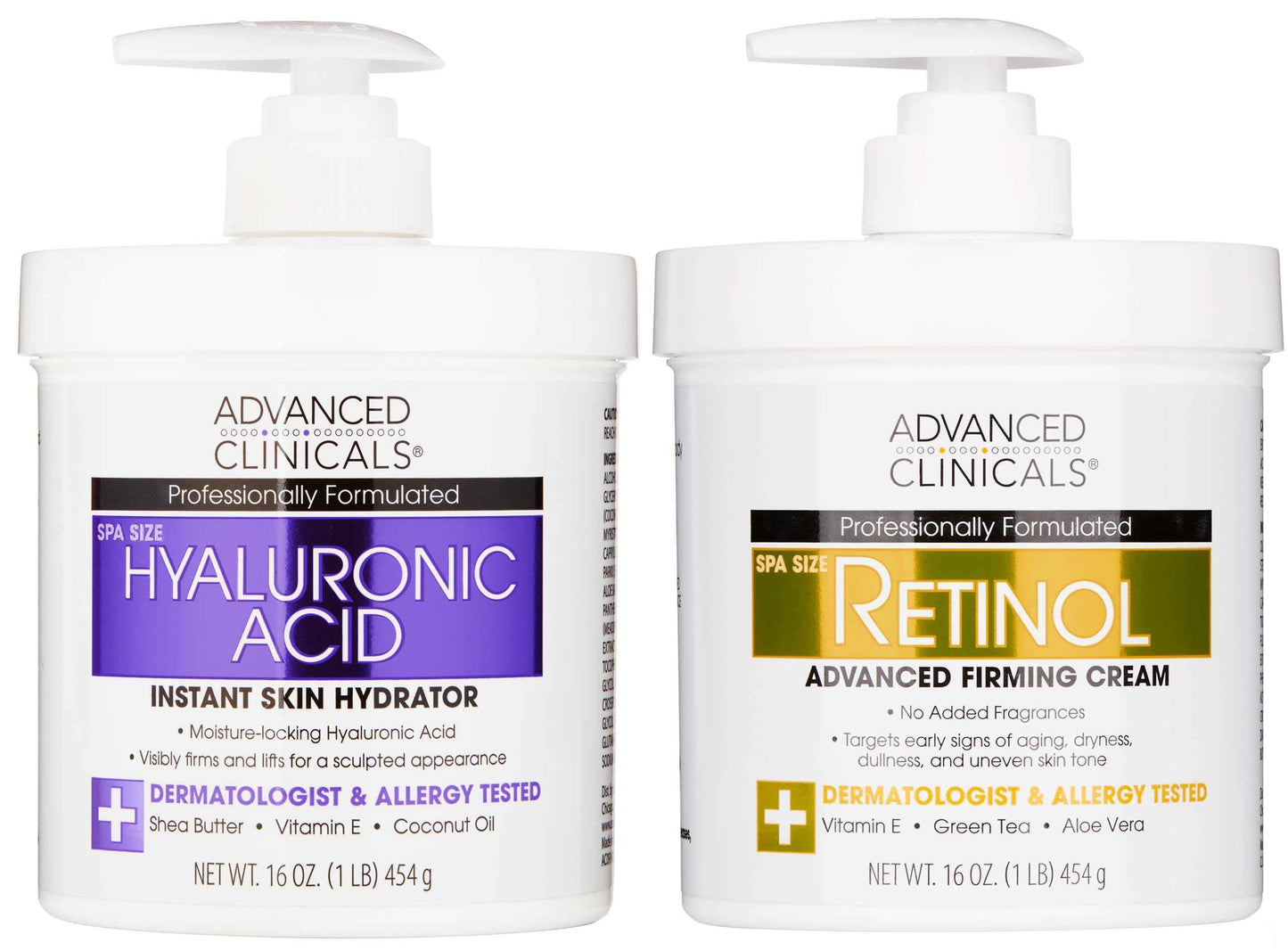 Advanced Clinicals Hyaluronic Acid Hydrating Cream + Retinol Firming Cream Set