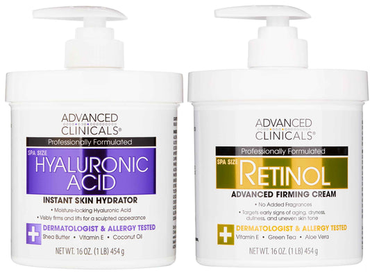 Advanced Clinicals Hyaluronic Acid Hydrating Cream + Retinol Firming Cream Set