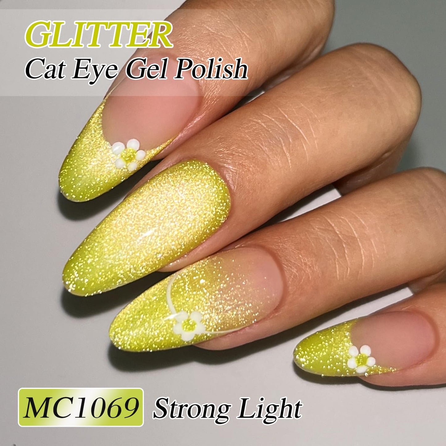 Double Rhythm 0.5 OZ Cat Eye Gel Polish with Magnet 15ML Holographic Glitter Shimmer Translucent Jelly Color Magnetic Nail Polish Salon DIY at Home (MC1069)