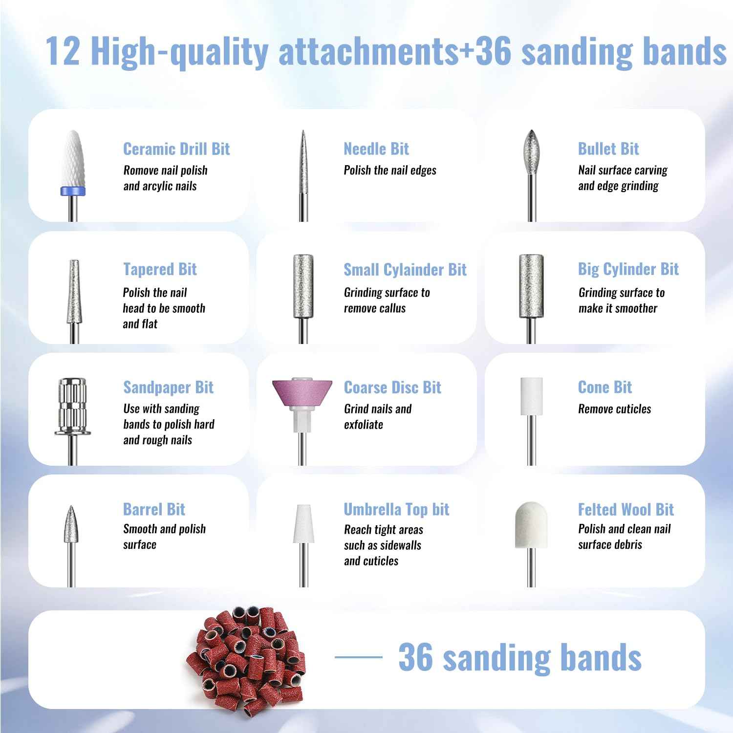 Denabuty Cordless Electric Nail Drill File: 35000RPM Professional Nail Drill Machine with UV LED Nail Lamp Charging Base, Manicure Pedicure Kit E File for Acrylic Gel Dip Powder Polish Silver