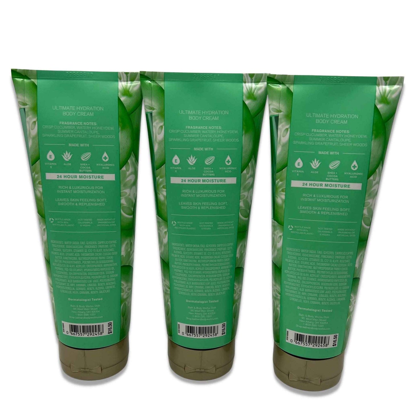Bath & Body Works Cucumber Melon Ultimate Hydration Body Cream 8oz - Pack of 3
