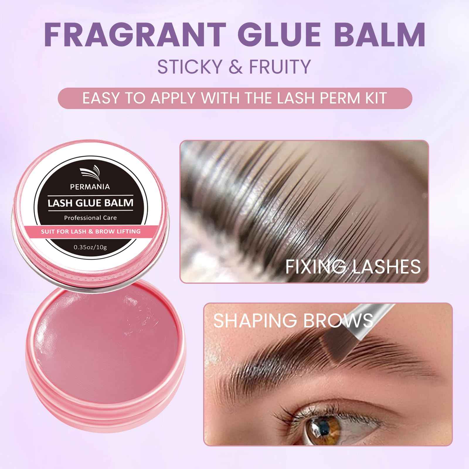 PERMANIA Lash Lift and Tint Kit, Salon Grade Supplies for Eyelash Perm and Brow Lamination Black Dye with Lash Lift Balm Curling & Coloring Natural Result