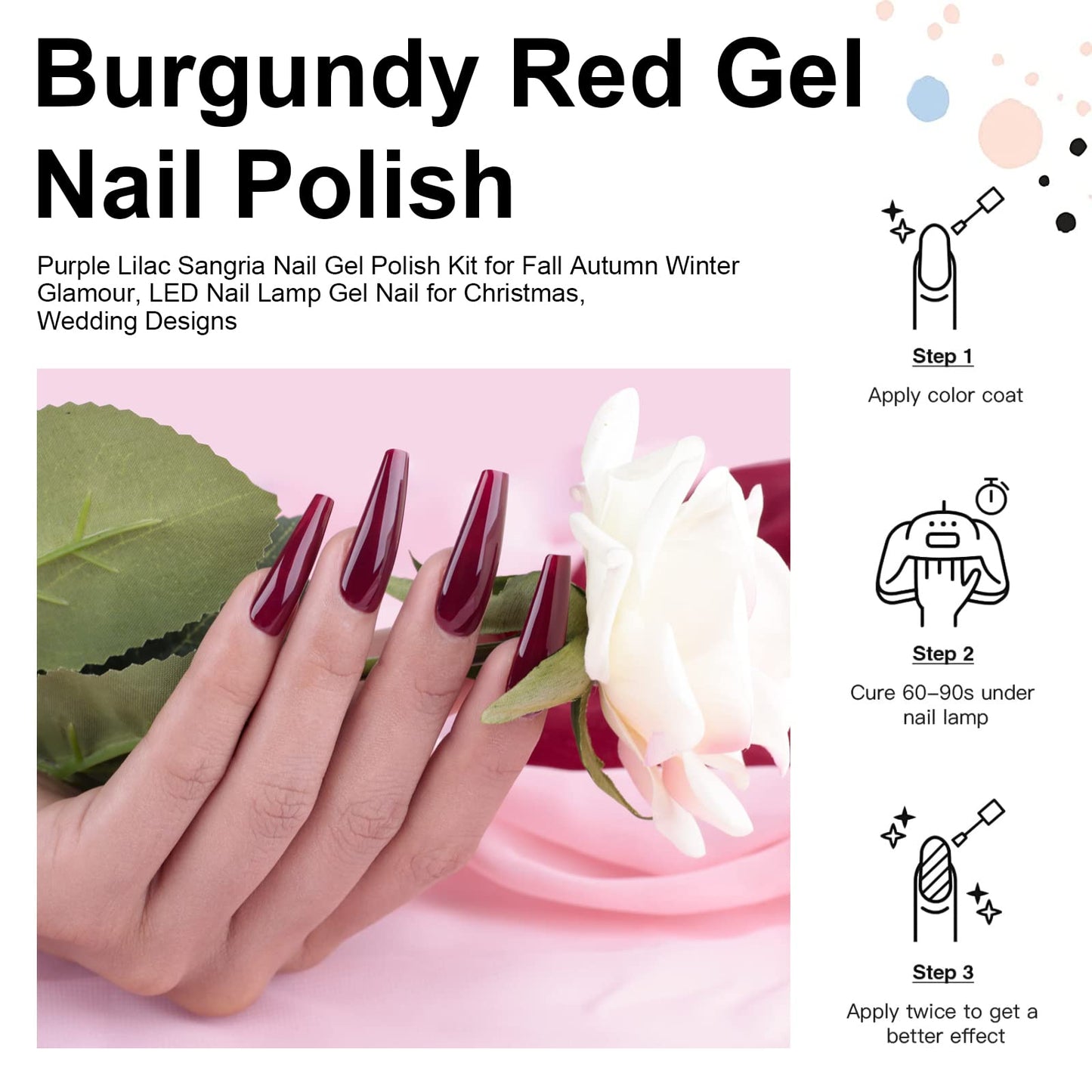 Imtiti Gel Nail Polish, 0.5 fl oz Burgundy Deep Cherry Maroon Red Gel Nail Polish Soak Off UV LED Gel Polish Art Design Starter Manicure Salon for Women