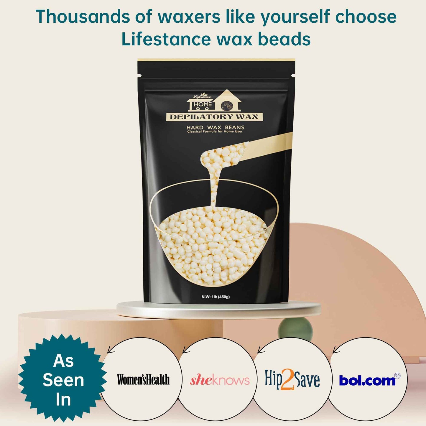 1lb Hard Wax Beans, Lifestance Wax Beads Hair Removal Hard Wax Kit for Thin & Fine Hair, Sensitive Skin, Waxing Beads for Face, Chin, Eyebrow, Bikini