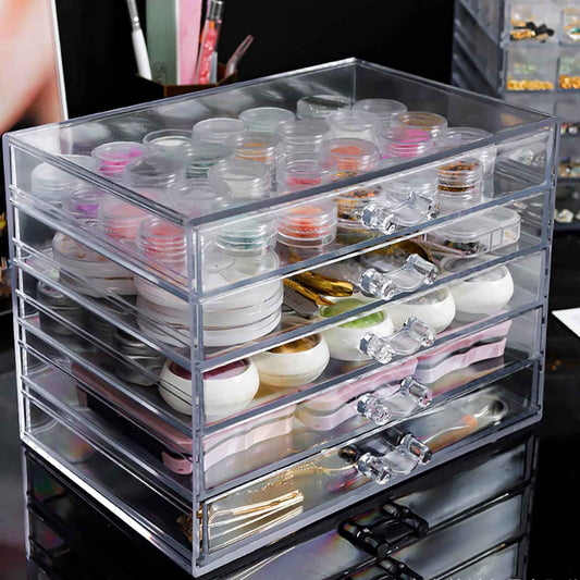 5 Tier Nail Art Decoration Storage Box Transparent Acrylic Nail Art Jewelry Accessories Storage Box Rack Shelf Display Stand Holder for Cosmetic Jewelry