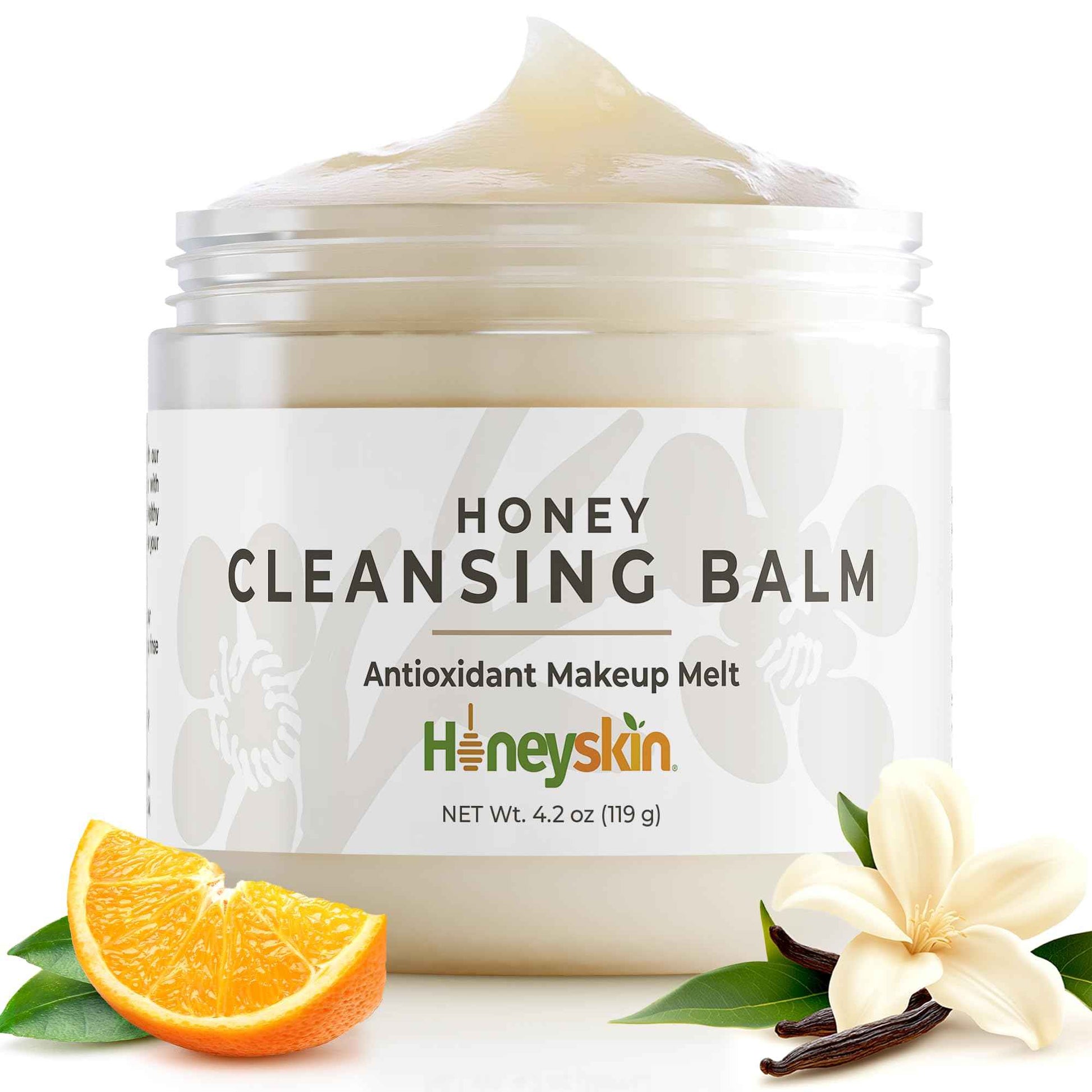 Honeyskin Honey Cleansing Balm Makeup Remover - Face and Eye Makeup Remover for Sensitive Skin Face Wash - Hydrating Facial Cleanser and Gentle to Face Makeup Melting Balm (4oz)