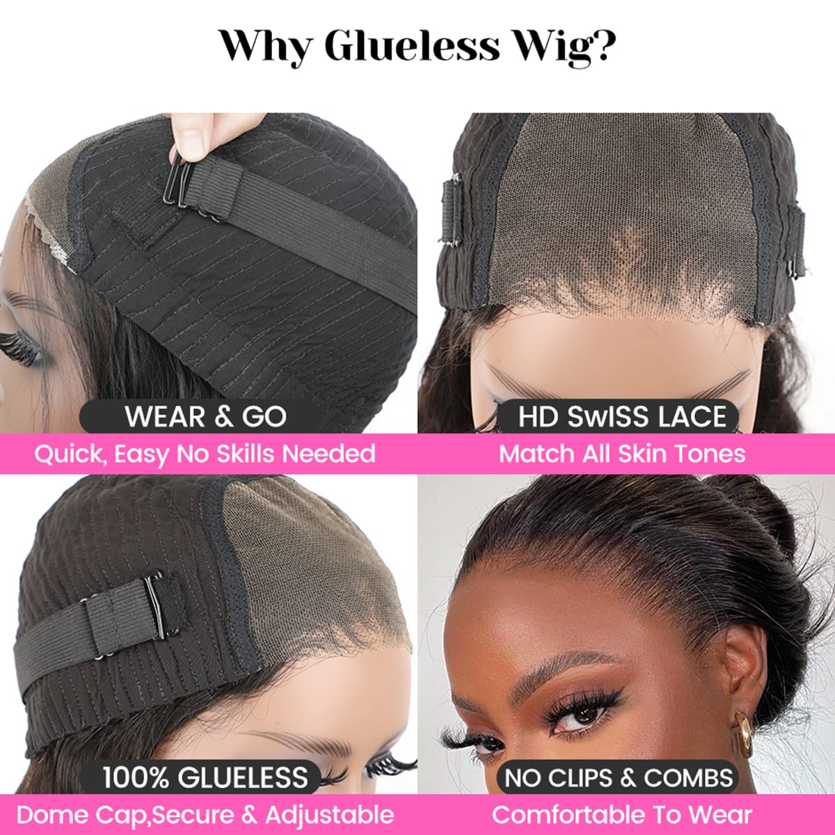 ISEE HAIR HD Lace Front Wig Wear & Go Glueless Lace Wig Brazilian Straight Lace Wigs For Women No Glue 4x6 Lace Pre Cut Wig Human Hair Wigs Transparent Lace Closure Wigs 180% Density 24 Inch