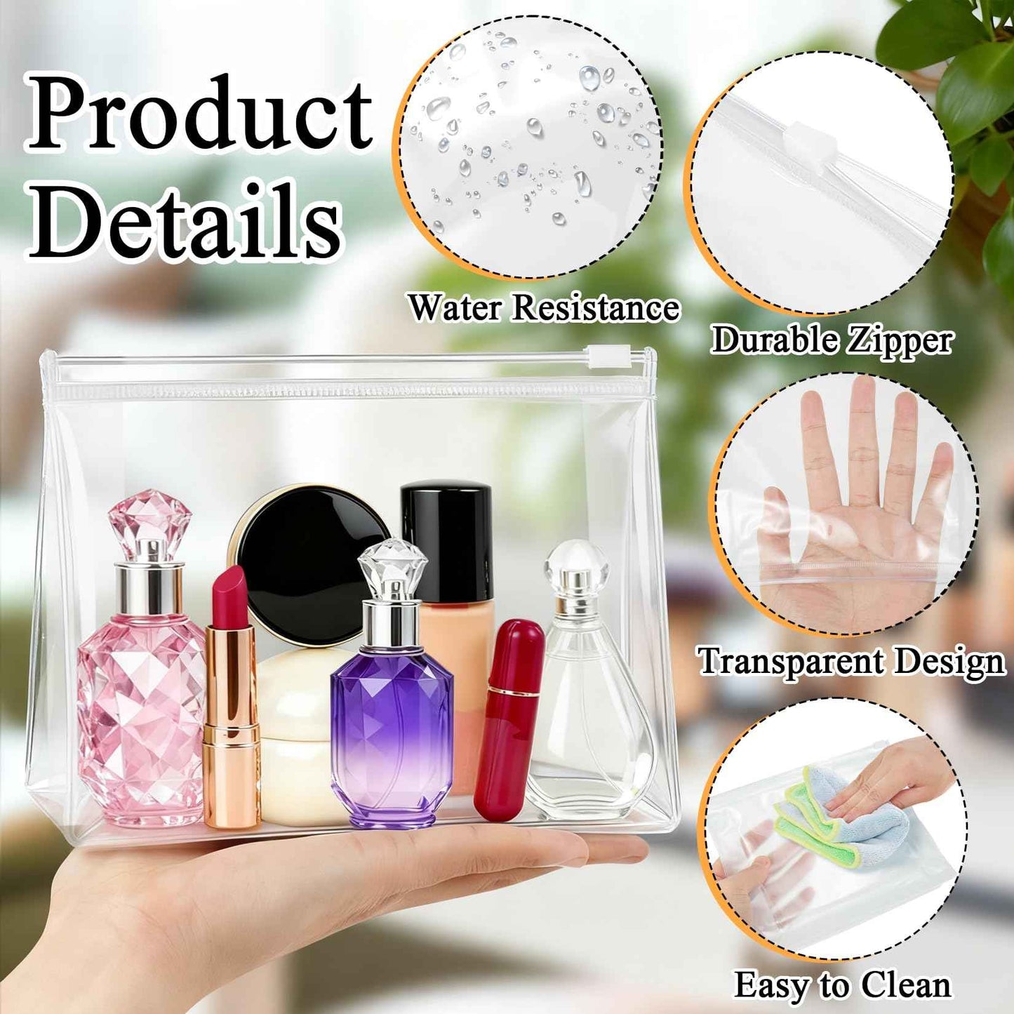 YEAJOIN 60 Pieces Plastic Mini Clear Makeup Bag Small Clear Zipper Pouches Waterproof clear toiletry bags for traveling