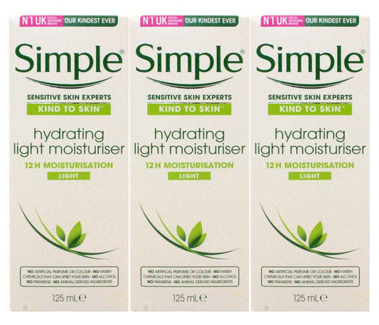 Simple Skin Hydrating Moisturizer, Facial Moisturizer for Sensitive Skin with 12 Hour Moisturization, 4.2 Ounce (Pack of 3)