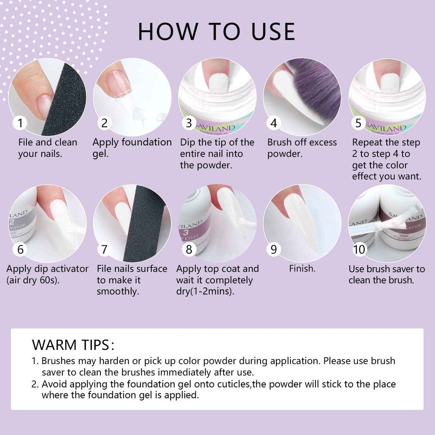 Saviland 15ml Dip Powder Liquid Set -60g /2.1oz nude dip powder- Base/Top Coat, Activator, Brush Saver, Nail File Necessary Tools for Dip Powder Nail Set No Nail Lamp Needed, Beautiful Gift for Ladies