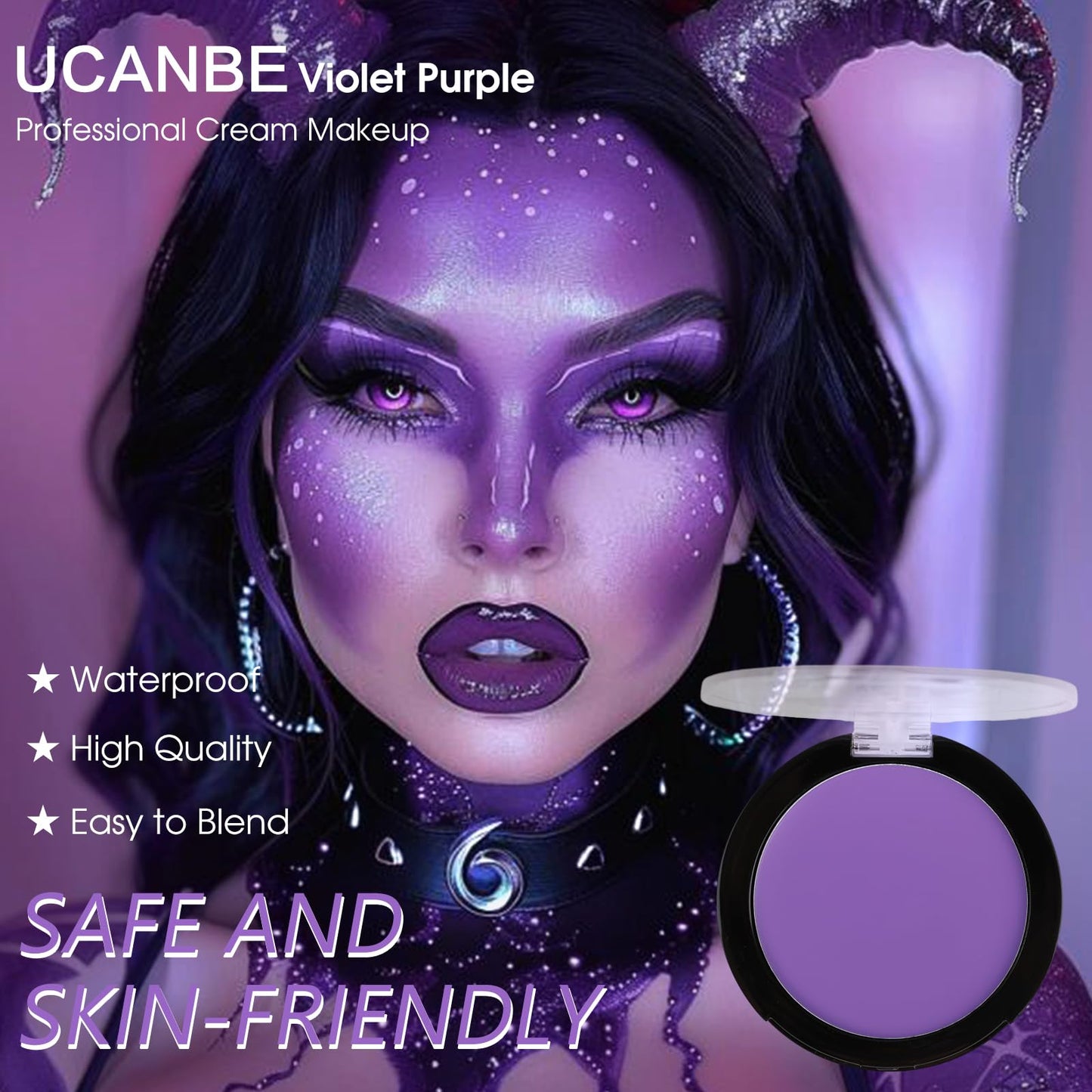 UCANBE Purple Face Body Paint Makeup Foundation, Professional Blendable Cream Greasepaint, Non-Toxic Face Paint Kit for Halloween Parties, Mermaid SFX Makeup, Ursula Widowmaker Dabi Costume & Cosplay