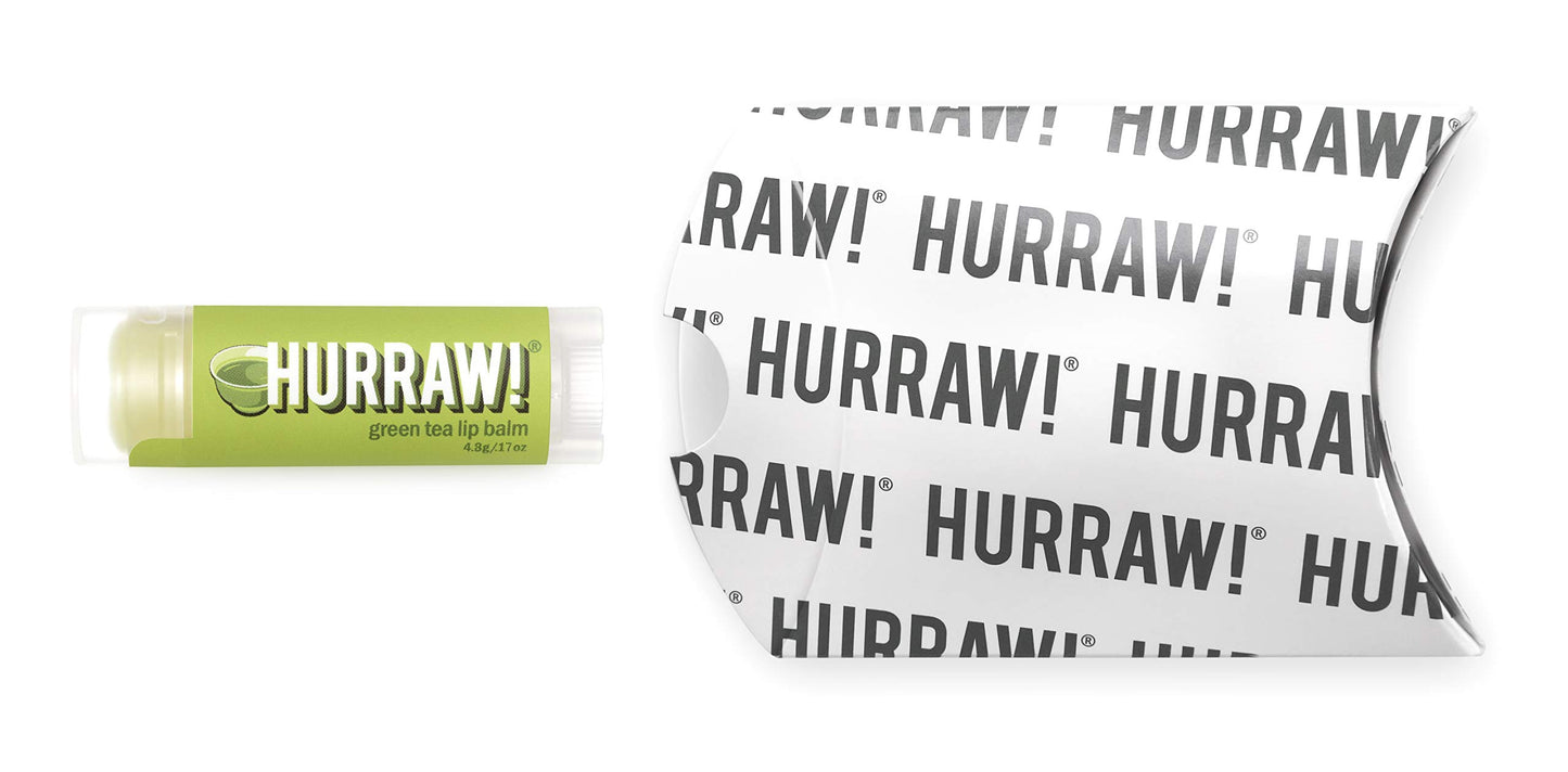 Hurraw! Green Tea Lip Balm: Organic, Certified Vegan, Cruelty and Gluten Free. Non-GMO, 100% Natural Ingredients. Bee, Shea, Soy and Palm Free. Made in USA