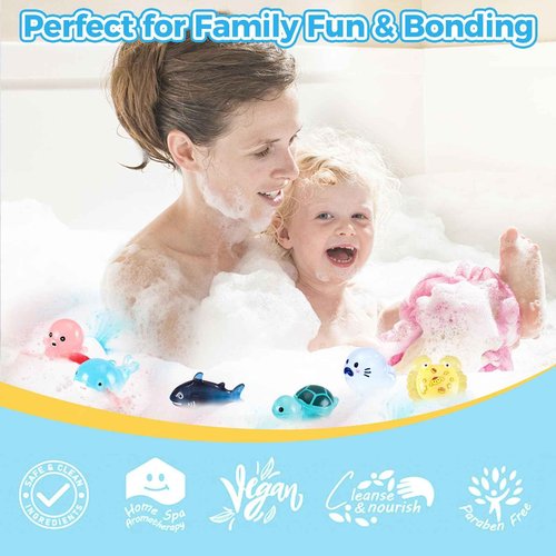 Bath Bombs for Kids, Organic Natural Shark Bath Bomb with Toys Inside, Boys Girls Bath Bomb with Surprise Inside, Bubble Bath Fizz for Kids, 6 Pack
