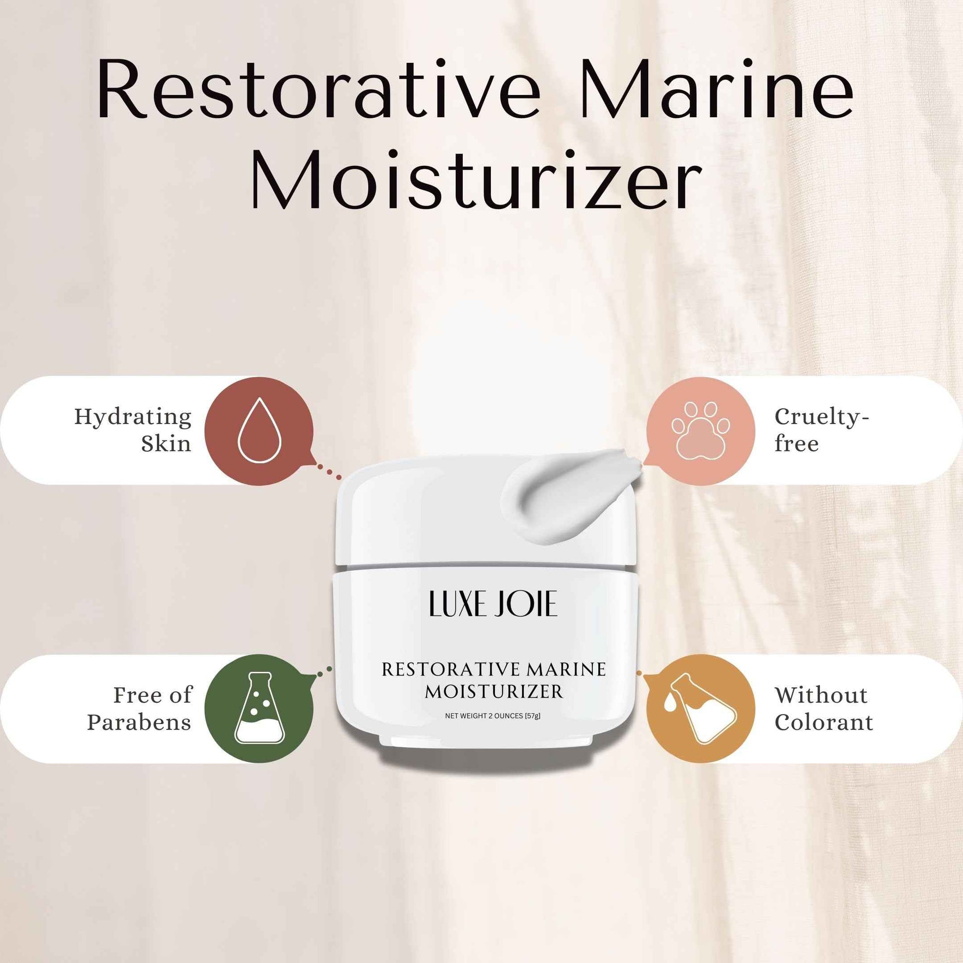 LuxeJoie Restorative Marine Moisturizer, 2 Ounces, Face Cream