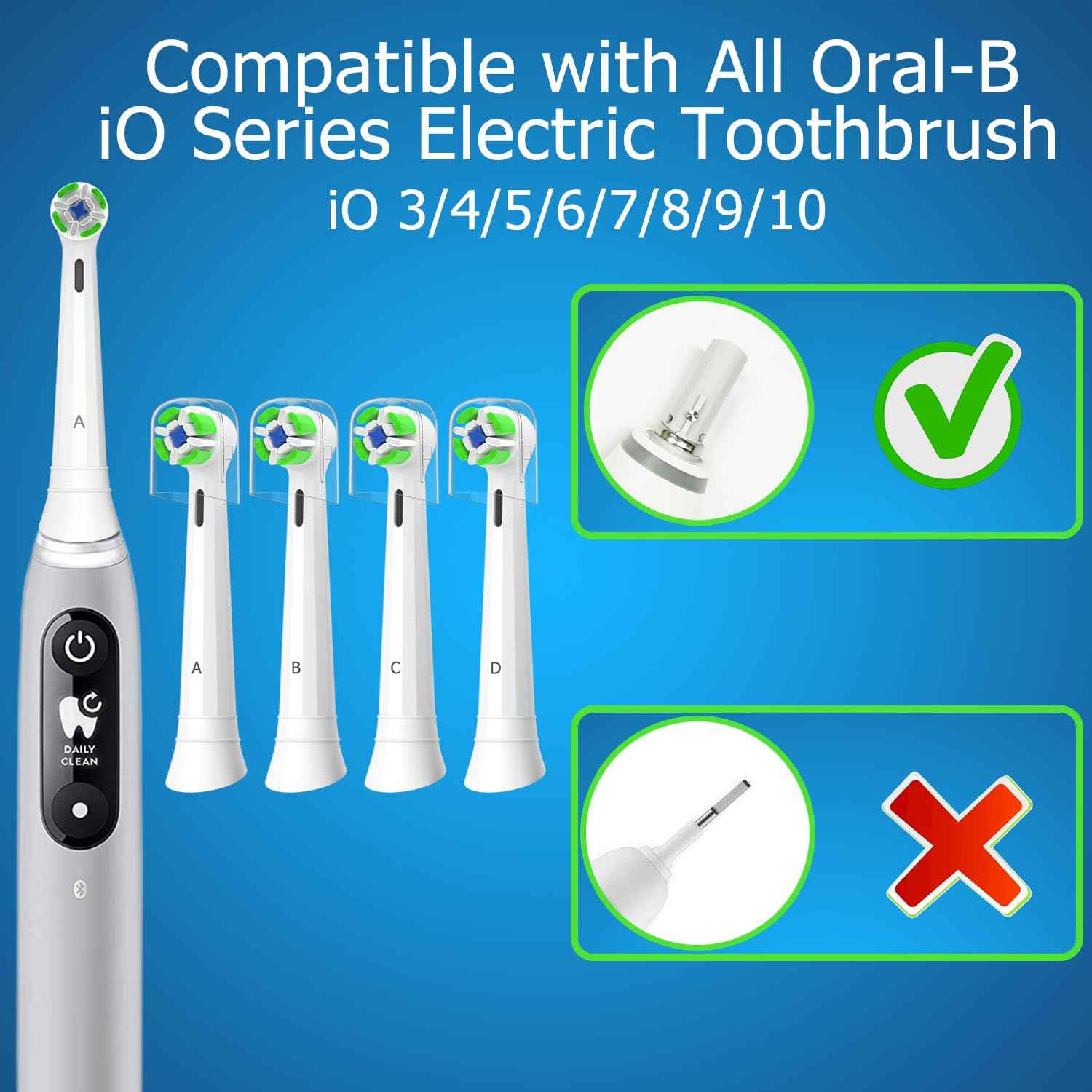 iO Replacement Heads Compatible with Oral B iO Electric Toothbrush, Toothbrush Head for Oral b iO 2 3 4 5 6 7 8 9 10 Series (8 White)