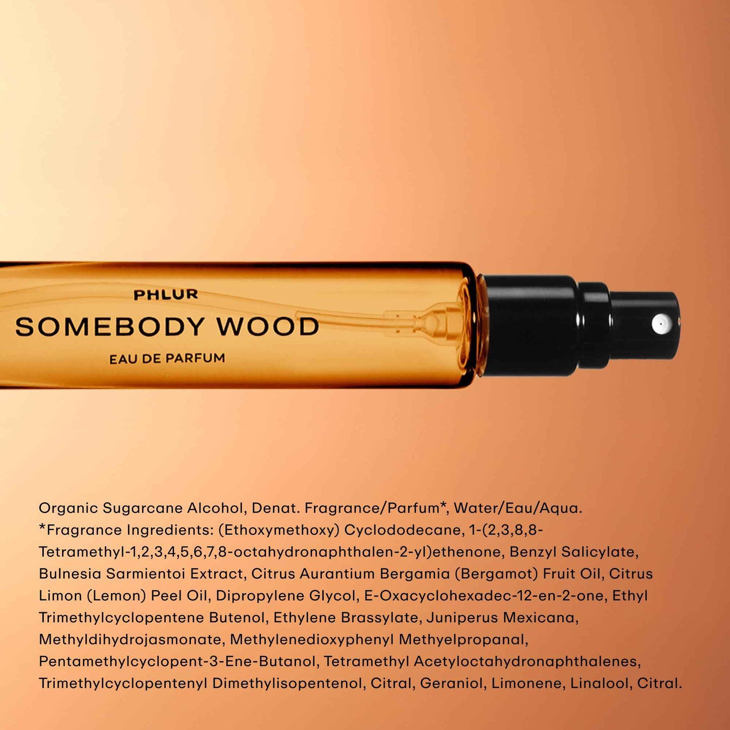 PHLUR Somebody Wood Eau de Parfum - Travel Size Perfume for Women & Men Fragrance - Spicy Woody Perfume with Bergamot, Lemon, Cedarwood, Sandalwood, Musk & Vanilla (9.5mL)