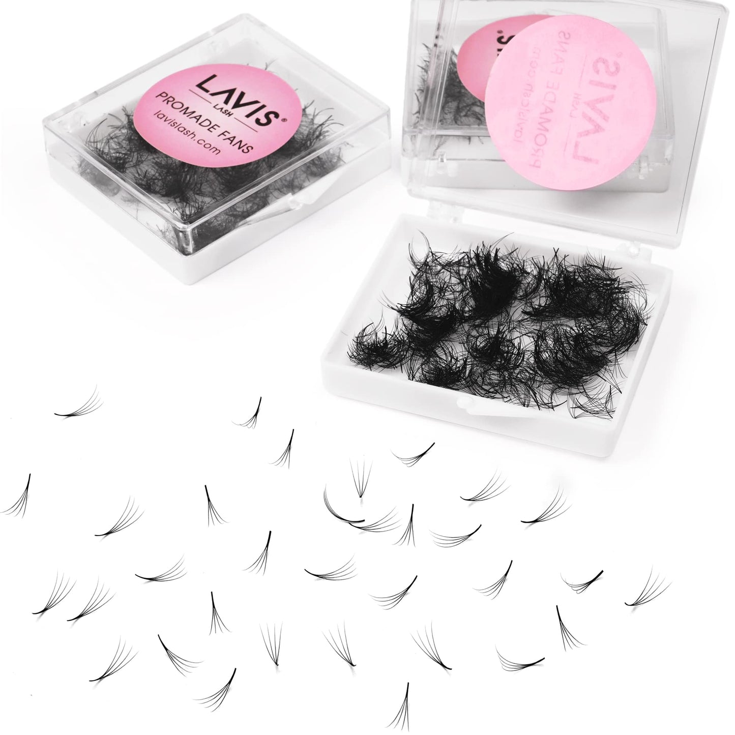 LAVISLASH 500 Promade Fans Eyelash Extension | Handmade Loose Volume Lash | Mutiple Options 3D-8D/10D/12D/14D/16D Fans | 0.03/0.05/0.07mm Thickness | C/CC/D Curl | 8-16mm Length(4D-0.07-CC-13mm)