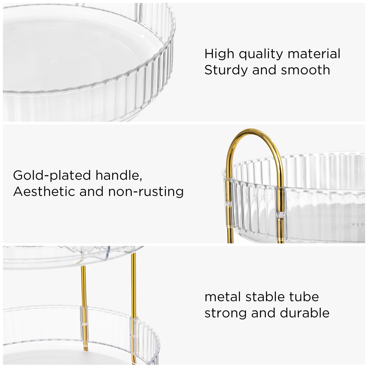 HBlife 360° Rotating Makeup Organizer, 3 Tier Spinning Perfume Skincare Organizer Large Capacity Cosmetic Storage for Bathroom, Vanity, Countertop, Clear