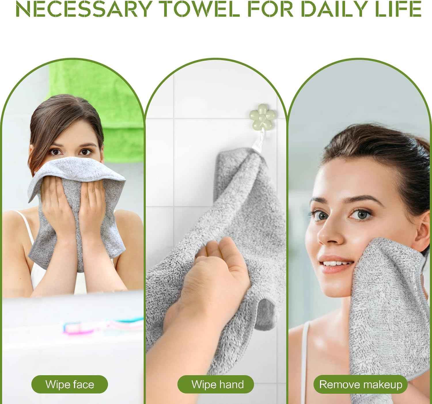 SINLAND Microfiber Face Towels Ultra Soft Facial Washcloths Face Cloth for Bath 12Inch x 12Inch 6 Pack Grey