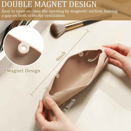 Dansydaisy 2 Pcs Silicone Portable Travel Makeup Bag,Soft Silicone Waterproof Toiletry Cosmetic Bag for Women Zipper Closure Organizer Makeup Case