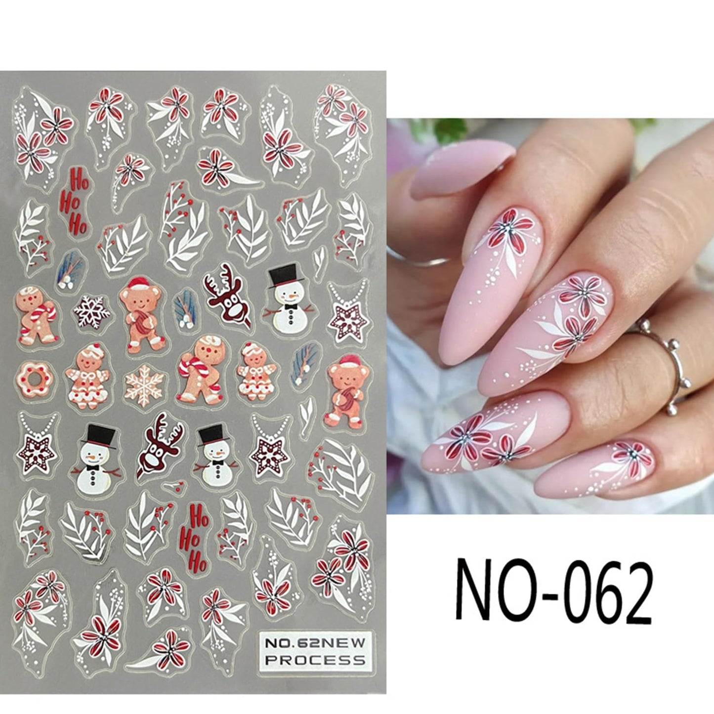 Christmas Nail Art Stickers Decals Santa Claus Snowflake Deer Nail Decals Winter Xmas Tree Snowman Nail Stickers 3D Self Adhesive Nail Art Decal Design for Women Girls DIY New Year Manicure