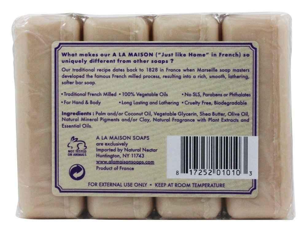 A LA MAISON - Lavender Aloe Bar Soap - Triple French Milled Natural Moisturizing Hand Soap Bar (4 Bars of Soap, 3.5 oz)