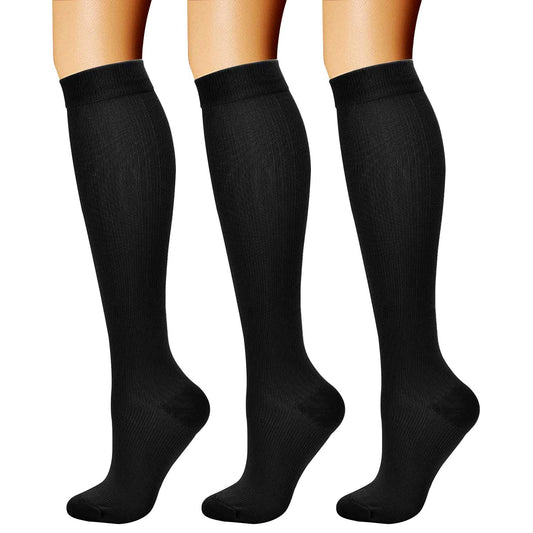 CHARMKING Compression Socks for Women & Men Circulation (3 Pairs) 15-20 mmHg is Best Athletic for Running, Flight Travel, Support, Cycling, Pregnant - Boost Performance, Durability (L/XL,Multi 51)