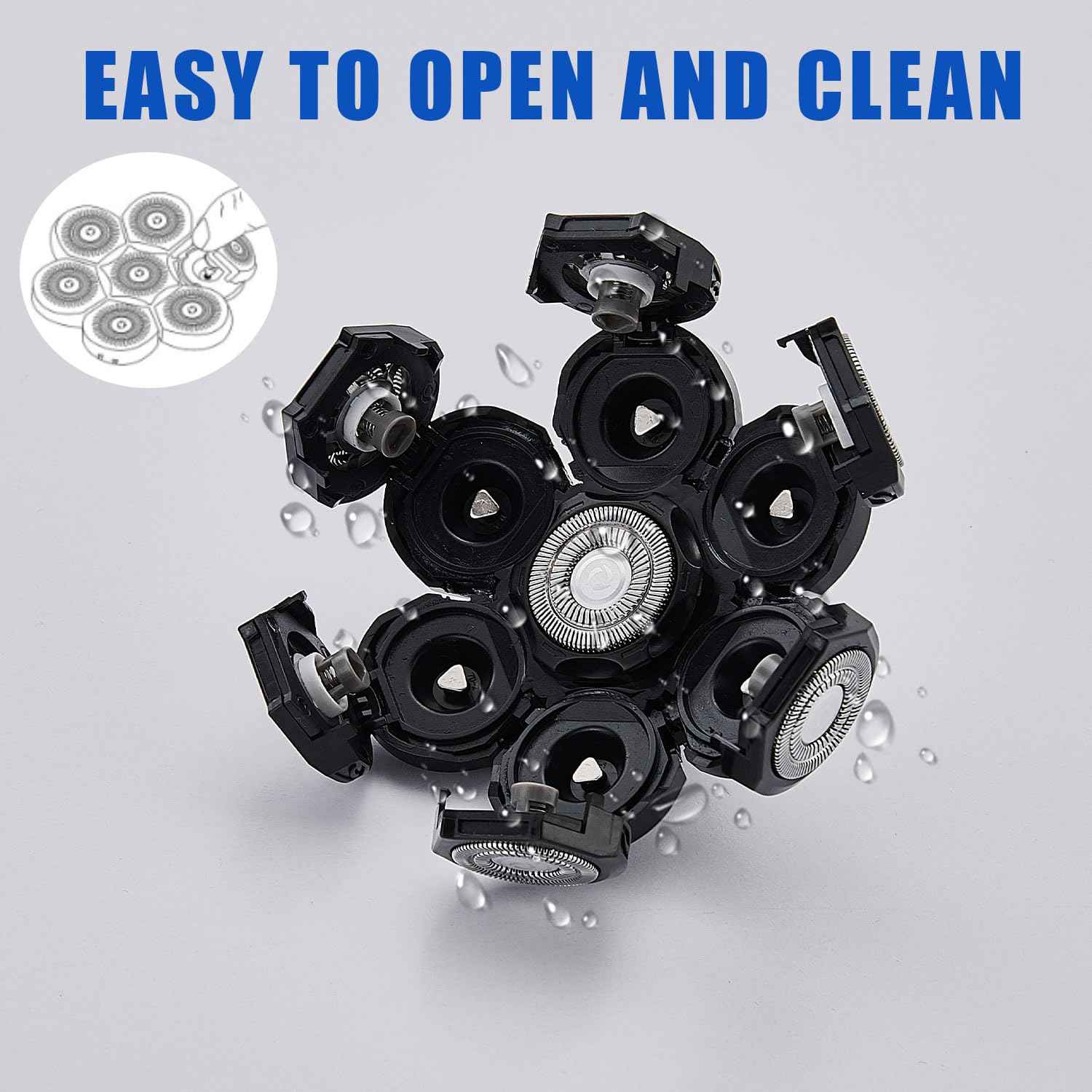 7 Head Shaver Replacement Razor Heads for Many Brands Bald Men's Electric Foil Shaver Replacement,Universal Shaver Replacement Blades for Electric Razor for Men Bald and Face (Black 7 Head/3PCS)