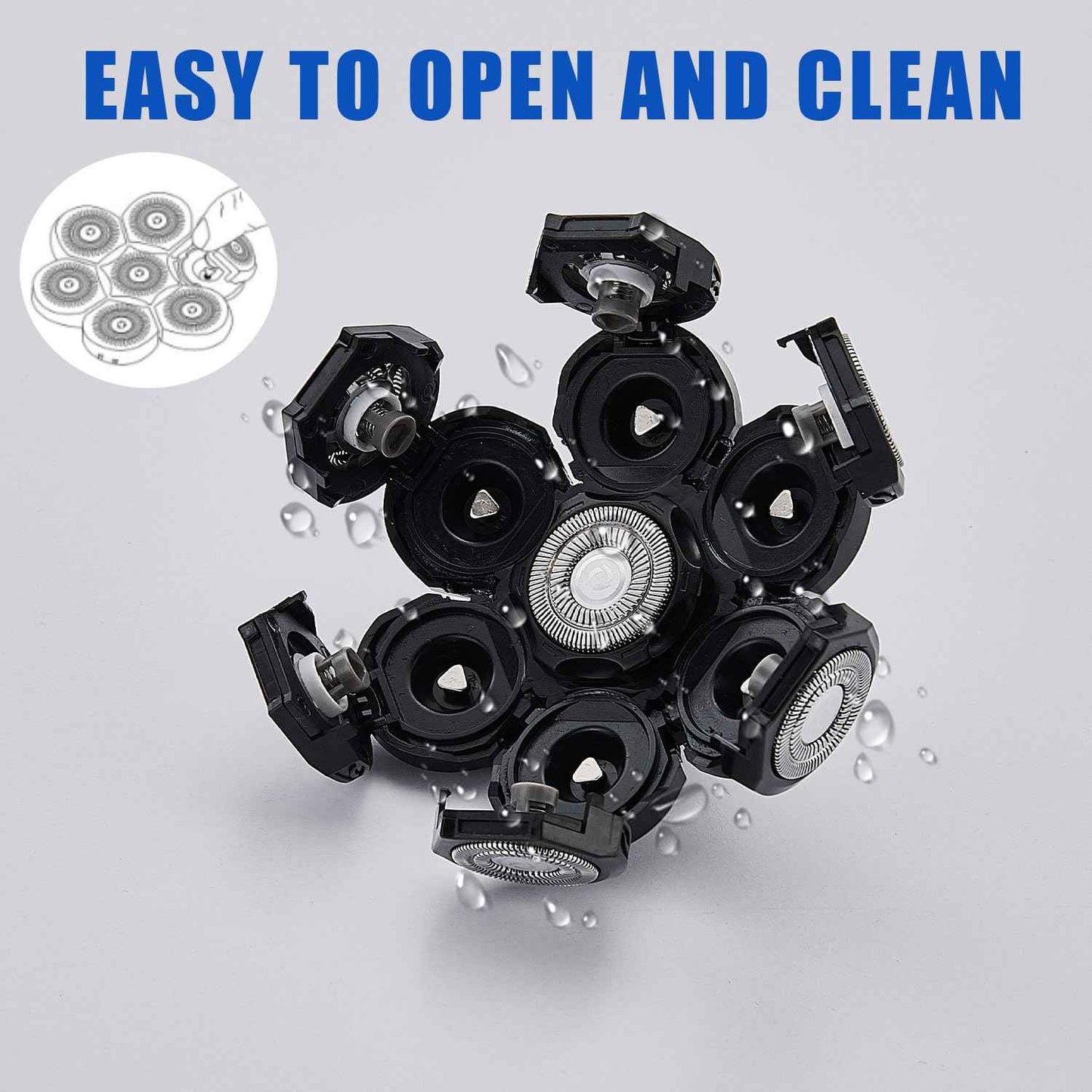 7 Head Shaver Replacement Razor Heads for Many Brands Bald Men's Electric Foil Shaver Replacement,Universal Shaver Replacement Blades for Electric Razor for Men Bald and Face (Black 7 Head/3PCS)