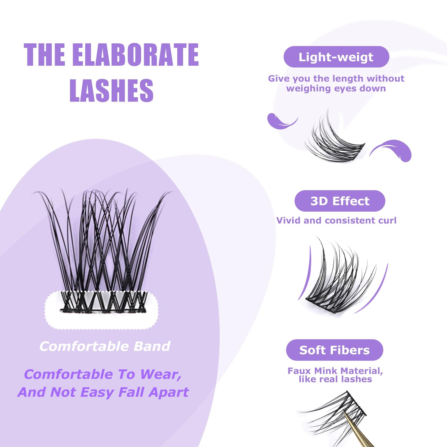 GAQQI Lash Clusters, Eyelash Clusters 120PCS D Curl Individual Lashes, Wispy Cluster Eyelash Extension 10-16mm Mixed Length, Natural Looking Cluster Lashes （GQ15, D Curl, 10-16mm)