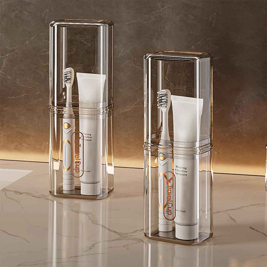 2Pcs Toothbrush Cup Toothbrush Travel Case, Travel Toothbrush Holder Case with Cover Portable Multifunctional Toothbrush Cover, Suitable for Travel Business Camping Bathroom School or Daily Uses