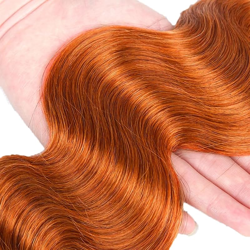 WuvuSnm Ginger Orange #350 Body Wave Human Hair Bundles 12-16 Inch, 150g - Double Weft