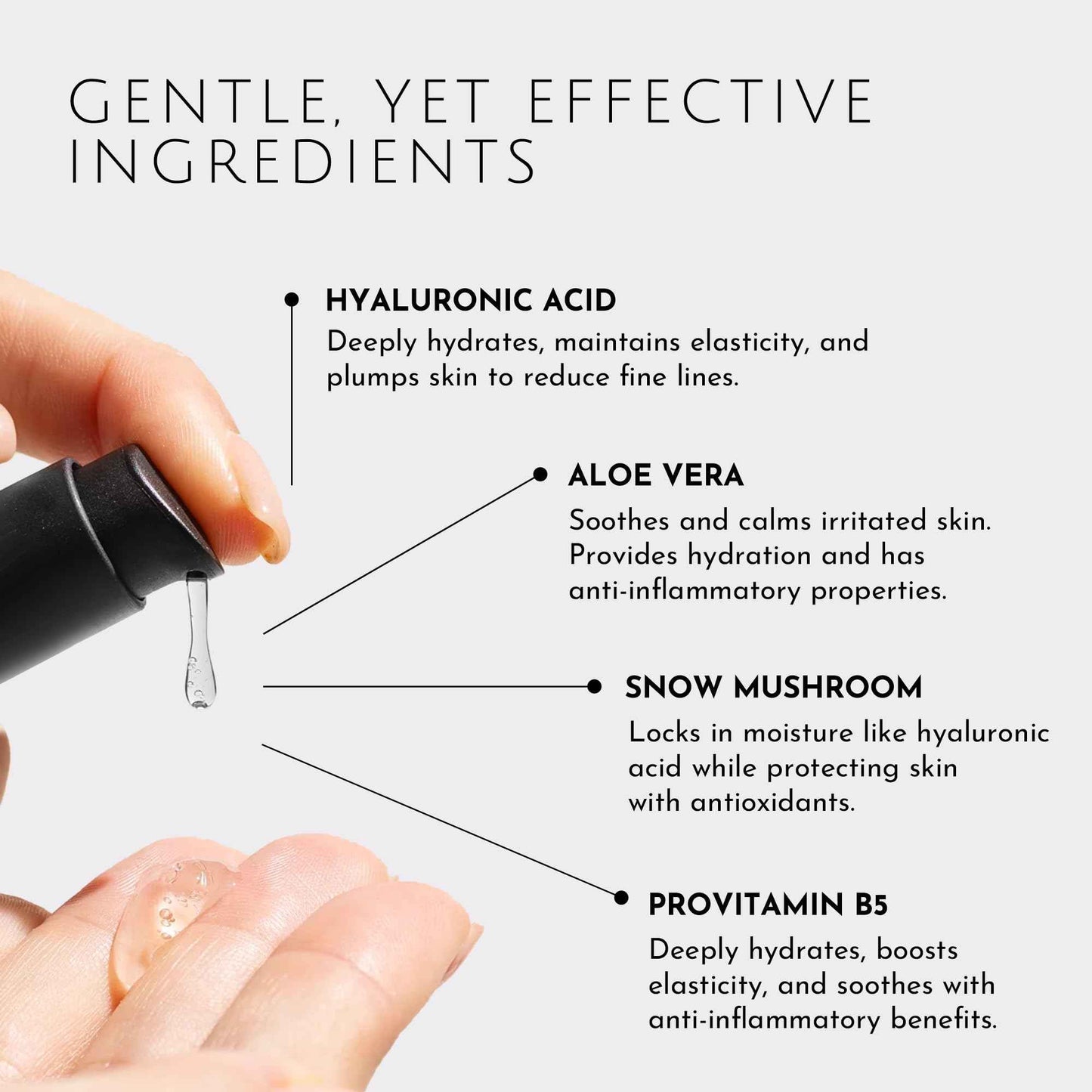 Monopoli Skin Hyaluronic Acid Facial Serum | Intense Hydration for Plump, Bouncy Skin | Snow Mushroom & Hyaluronic Blend | Essential for Deep Moisture | Single 30ml